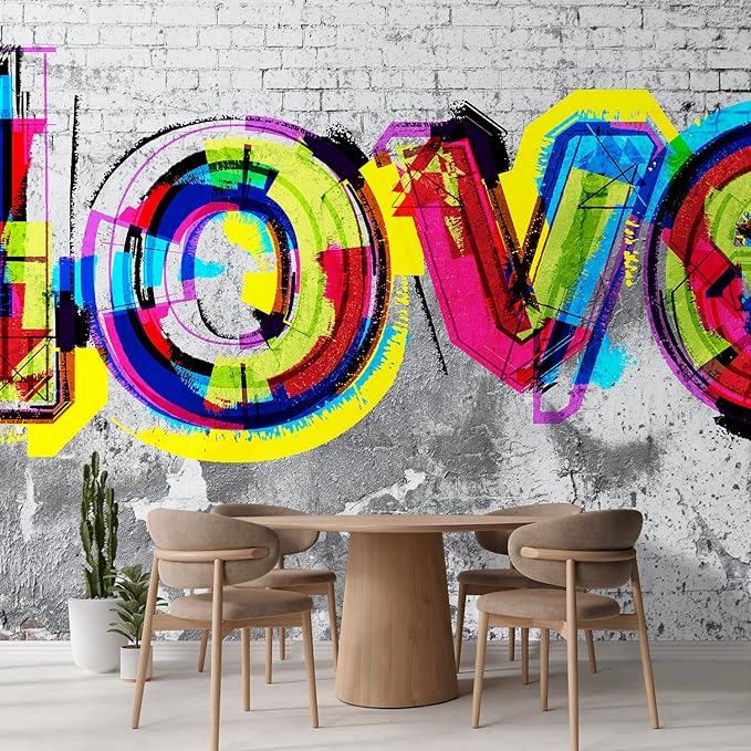 wall26 Wall Sticker/Wall Mural Colorful Graffiti, Not Peel and Stick, Non-Woven Wallpaper Decorative for Bedroom, Living Room, Office - 120x168 inches