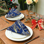 ALAZA Art Deco Floral Royal Blue & Gold Cloth Napkins Set of 4, 20x20 Inch Washable and Reusable Napkin for Decoupage Dinner Party Everyday Use