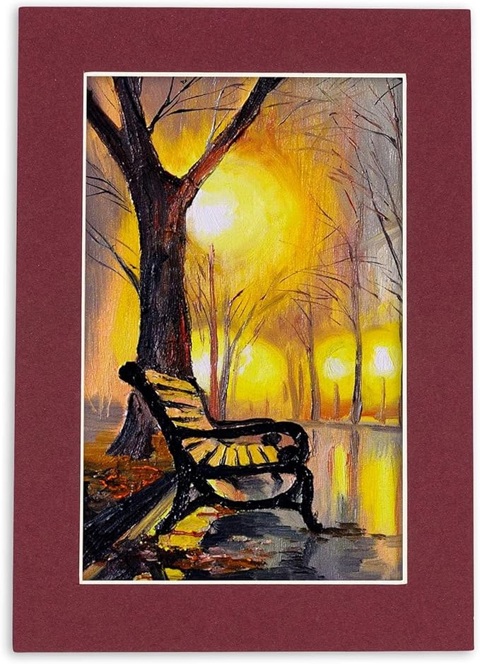 5x7 Mat for 8.5x11 Frame - Precut Mat Board Acid-Free Show Kit with Backing Board, and Clear Bags Maroon 5x7 Photo Matte Made to Fit a 8.5x11 Picture Frame Matboard for Framing, Pack of 25 Mats