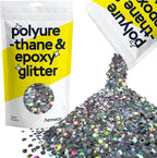 Hemway Glitter for Resin 100g Gun Metal Grey Holographic Metallic Crystals for Epoxy Craft Super Chunky Flakes Tumblers Wax Melt