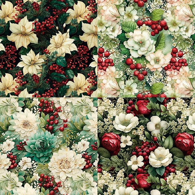 YASMEN Floral Scrapbook Paper Pad - Flower Patterned Cardstock Pads, 6x6 Single-Sided Craft Paper for Card Making, Scrapbooking, Greeting Cards, Junk Journal, Planners, Art Collage - 24 sheets