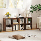 Giantex 8-Cube Bookcase, Floor Standing Bookshelf with Storage & 2 Anti-Tipping Kits, Open Storage Organizer, Cubby Wooden Book Shelf for Living Room, Study & Bedroom, Rustic Brown
