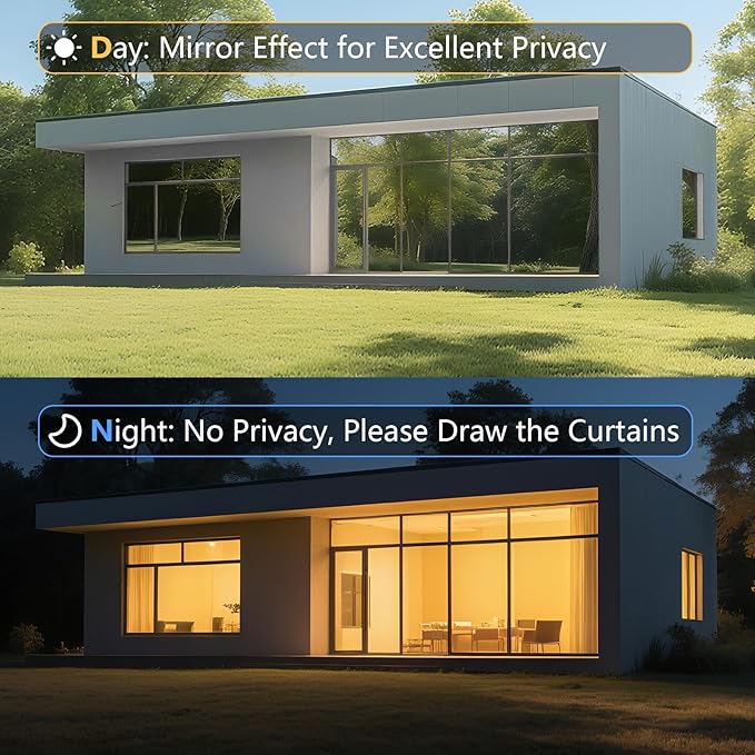 LEMON CLOUD One Way Window Privacy Film See Out Not in Reflective Mirror UV Window Cling Sun Blocking Heat Control Glare Control with Tools,35.4 Inch x 78.7 Inch