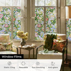 3D Stained Glass Window Film, Decorative Window Privacy Film for Bathroom, Front Door, Home, Sun Blocking Heat Control, Static Cling, Beast Rose 23.6inch x 35.4inch