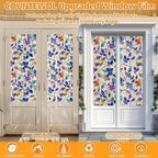 Window Privacy Film Stain Glass Window Film Rainbow Window Film Window clings Non-Adhesive Reusable Decorative for Room (Stained Leaf, 35.4 x 78.7 in)