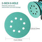 5-Inch 8-Hole Wet Dry Sanding Discs 1200 Grit, Polyester Film Backed Heavy-Duty Hook and Loop Sandpaper for Random Orbital Sander, 50-Pack