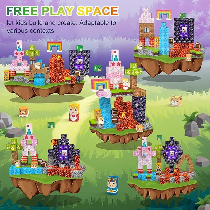 Magnetic Blocks 150 PCS Magnetic Building Blocks, 3+ STEM Montessori Sensory Toys, Magnetic Cube for for 3 4 5 6 7 8 9 10 11 12 8-12 Years Old Boys & Girls Birthday Gifts