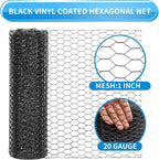 48'' x 50' Black Chicken Wire Fencing, 1 inch Chicken Wire and 20 Gauge Poultry Netting, Garden Mesh Fence Roll for Floral Arrangements/Crafts/Farm/Livestock/Pet Protection