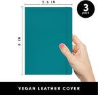 PAPERAGE Lined Journal Notebook, 3 Pack, (Turquoise), 160 Pages, Medium 5.6 in x 8 in - 100 GSM Thick Paper – Hardcover Journaling Notebook for Work, School & Note Taking