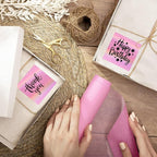 Square Thermal Labels Stickers 2" x 2", Holographic Pink Thermal Stickers Labels, Glitter Self-Adhesive Direct Thermal Label for Small Business- Perforation Line Design