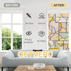 3D Stained Glass Window Privacy Film, Heat Control UV Blocking Static Cling Decorative Window Film for Bathroom,Front Door,Home Non Adhesive,23.6 x 35.4 inches Wilderness