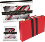 Backgammon Sets for Adults with Premium Leather Case | Classic Travel Backgammon Set for Adults and Kids with Strategy & Guide | 11 Inches | Small | Red