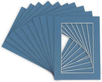 11x14 Mat for 8.5x11 Photo - Precut Steel Blue Picture Matboard for Frames 11 x 14 Inches - Bevel Cut to Display Art 8.5 x 11 Inches - Acid Free Pack of 10 MATS with Backing Boards & Clear Bags