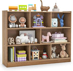KOTEK Toy Storage Organizer, 8 Cubby Kids Bookshelf, Wooden 4-Tier Bookcase Storage Cabinet, Open Display Book Shelf for Daycare, Nursery, School Classroom, Playroom & Living Room (Natural, 8 Cubes)