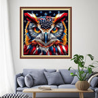 Funchey Stamped Cross Stitch Kits, DIY Cross Stitch Pattern for Adults Beginners Needlepoint Kits Embroidery Kit Arts and Crafts 11CT-National Flag Owl 18x18 inchs