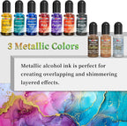 FansArriche Alcohol Inks for Resin, 16 Colors High Concentrated Alcohol Ink Set for Epoxy Resin, Alcohol-Based Resin Ink for Coasters, Fluid Painting Crafts, Tumbler Making, 10 ml Each