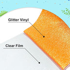 Orange Glitter Heat Transfer Vinyl 12Inch*6FT Glitter Iron on Vinyl for T Shirts Easy to Cut and Weed Compatible with All Cutter Machines HTV Vinyl Iron on for Cricut (Fluorescent Orange)