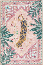 Tribal Rugs, 3x5 Pink Boho Small Area Rugs for Bathroom Kitchen Small Indoor Entryway Rug Modern Vintage Distressed Summer Tropical Jungle Carpet Non-Slip Washable