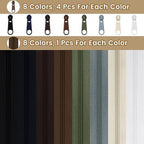 DOITEM 24 Yards 8 Pieces Sewing Zippers #3 Nylon Coil Zippers Assorted Zipper for Sewing with 32 Zipper Sliders for DIY Tailor Sewing Crafts Supplies, 8 Color