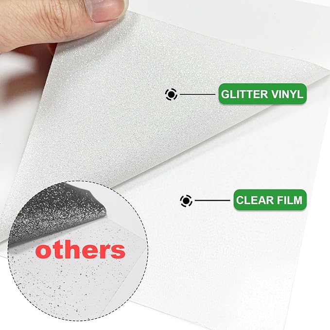 White Glitter HTV Heat Transfer Vinyl Rolls- 10" x 8ft. Glitter HTV White for Shirts. Iron on Vinyl and Heat Transfer Vinyl for All Cutters Machines. Easy to Cut & Weed Heat Vinyl Designs