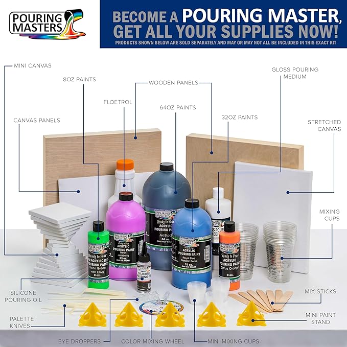 Pouring Masters Red Interference Pearl Special Effects Acrylic Pouring Paint - Premium 8-Ounce Pre-Mixed Fluid Acrylic Paint - Fluid Art Supplies for Canvas, Wood, Paper, Tile & Rocks
