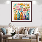 Redxing Stamped Cross Stitch Kits Full Range of Embroidery Starter Kits- Needlepoint Counted Cross Stitch Kits for Beginner Adults 11CT Printed Embroidery Kit-Colorful Flower vase 18x18 inch