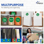 Perco Green 3-Inch Round Circle Dot Sticker Labels - Multi-Roll Pack (3 Rolls, 500 Labels Each) - Permanent Adhesive, Vibrant Colors, Strong Hold - Perforated for Easy Use - Made in USA
