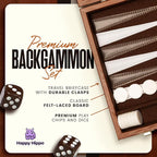 Backgammon Board Game, Deluxe Leather Like Case, Felt Interior, Brown, Classic Backgammon Game, Popular Board Game, Board Games (Small (11"))