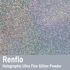Renfio Holographic Ultra Fine Glitter Powder Metallic Resin Glitter 2.11 Oz (60g) PET Flakes Crafts Sequins 1/128" 0.008" 0.2mm Epoxy Chips Flakes for Tumblers Slime - Diamond Laser Silver