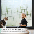 DOWELL Window Privacy Film Frosted Glass Window Film, Sun Blocking Non-Adhesive Glass Cling, Decorative Door Sticker, Self Static-Cling Tint Covering for Home Office, Cross Pattern 35.4" x 157.5"