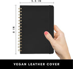 PAPERAGE Graph Paper Spiral Notebook & Journal, (Black), 160 Pages, Medium 5.5 inches x 8 inches - 100 GSM Thick Graphing Paper, Hardcover, Double-Wire Grid Spiral Notebook
