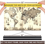 DACRI HOME 52" Magnetic Poster Hanger Frame - Sturdy Teak Wood Poster Frame 52x20 52x32 52x36, Strong Magnets for Easy Hanging Map Picture Canvas Print Scroll Wall Art (52 Inch, Black)