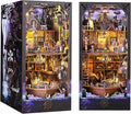DIY Book Nook Kit Booknooks Bookshelf Insert Decor Miniature House Kits with Sensor Light 3D Puzzles Wooden Dollhouse Arts & Crafts for Adults/Teen Gifts (Aden)