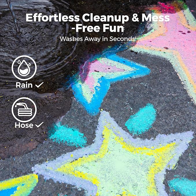Jar Melo 38 PCS Sidewalk Chalk for Kids- Colored Sidewalk Chalk with Holder,Jumbo Washable & Non-Toxic Chalks-Outdoor Play and Chalkboard Art for Kids and Toddlers Gifts