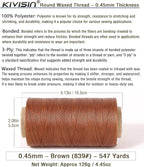 Thin Wax Polyester Thread, 0.45mm, 547 Yards, 3 Ply Round Waxed Cord Strings for Sewing, Beading, Binding, Micro Braiding, Fine Leather Craft and Micro Macrame Jewelry - Brown