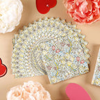 Quera 50 Pack William Morris Cocktail Napkins Golden Lily White Paper Napkins Beverage Napkins Disposable Paper Party Napkin Pack Decoration 5 "X 5"