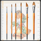 Sable Watercolor Brushes Kolinsky Watercolor Paint Brushes for Artists Professional 6pcs - Pointed Rounds Cat Tongue Oval Wash Dagger for Watercolor Acrylics Inks Gouache Painting