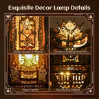 LED 3D Wood Puzzle Poker World Projector Lamp – DIY Craft Kit with LED Lights and Music Box – Creative Poker-Themed Lamp, Nightlight Gift for Home Décor (Black Walnut)