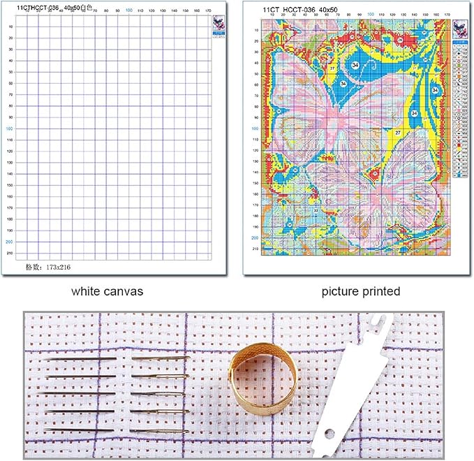 Foxdiviy Stamped Cross Stitch Kits for Beginners Full Range of Cross Stitching 11 CT Printed Cross Stitch Kits for Kids Adults Cross Stitch Patterns Needlepoint Kits-Colorful Tree 16x20 inch