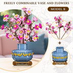 HOGOKIDS Flowers Cherry-Blossom Bonsai Building Set - 2 in 1 Artificial Bonsai Tree Plants for Home Decor & Display Cherry Botanical Flowers Building Toy Birthday Gift for Adults Teens (775PCS)
