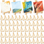 60 Pack 5 Inch Wood Mini Easel, Art Craft Painting Small Display Easel Natural Wooden Tripod Holder Stand, A-Shaped Mini Wood Easels for Display Small Canvases Cards Photos DIY Crafts