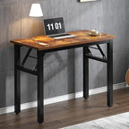 Need Folding Computer Desk - 31.5 Inch Foldable Office Writing Work Study Kids Student Teacher Home Bedroom Table for Small Space, Rustic Brown