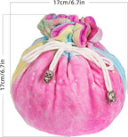 Large Dice Bags with Pockets Rainbow Storage Bags Star Pattern for DND RPG Games (with 1lb Random DND Dice)