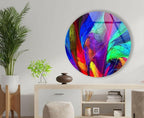 My Photostation.com 24''(60cm) Diameter Neon Colors Abstract Round Glass Wall Art Tempered Glass Printing Wall Decor Large Wall Art Wall Hangings