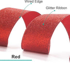 CT CRAFT LLC Glitter Wired Ribbon 1.5" x 20 Yards Red for Christmas Home Decor Bow Gift Wrapping DIY Crafts Wreath