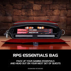 ENHANCE Collector's Edition RPG Player's Essentials DnD Bag - Dragon Hide Exterior Messenger Bag Fits 2-4 Books, Binders, Dice & Accessories, with 17 inch Laptop Slot, Battlemap Straps (Dragon Red)