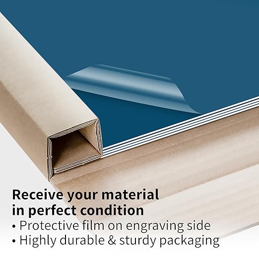 Trotec TroLase | 12"x24"x1/16", 4 Pcs | Blue/White | 2 Ply | Modified Acrylic | Laser Engraving Double Color Plastic Sheet | Engraving Blanks for Laser, Saw, Guillotine | Made in USA