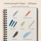 Artist’s Sketchbook Hardcover – 200GSM Very Thick Paper – Large, Spiral Sketch Book for Drawing and Mixed Media – Sketch Pad, Art Book - 8.25 x 11.4, 40 Sheets / 80 Pages