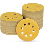 100PCS 5 Inch 8 Hole Sanding Discs 120 Grit,Gold Round Hook and Loop Sandpaper for Random Orbital Sander