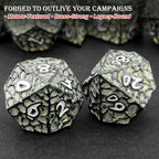 Haxtec Metal DND Dice Set Polyhedral D&D Dice Compatible with Dungeons and Dragons Gift TTRPG Black Green Metal Dice